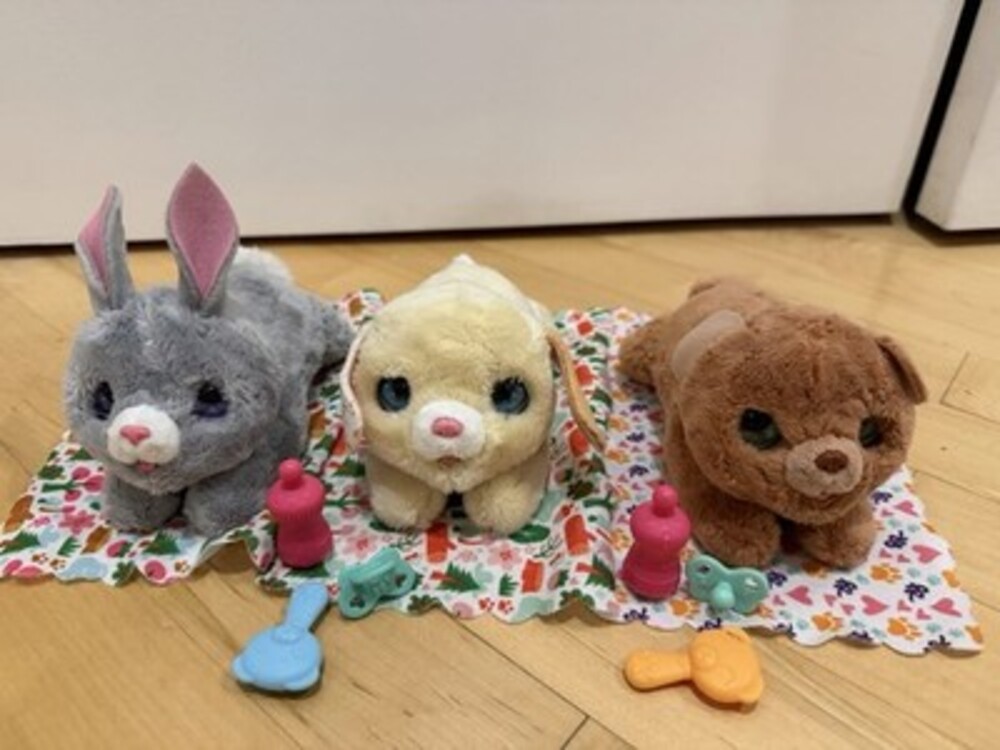 3 furReal Newborns Interactive Toy Set Bunny Puppy Bear Feeding Items Make Noise